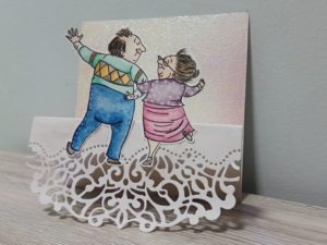 Trifold card di anniversario con coppia anziana