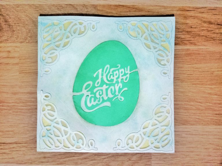 Card di Pasqua con uovo stilizzato ed angolari decorativi